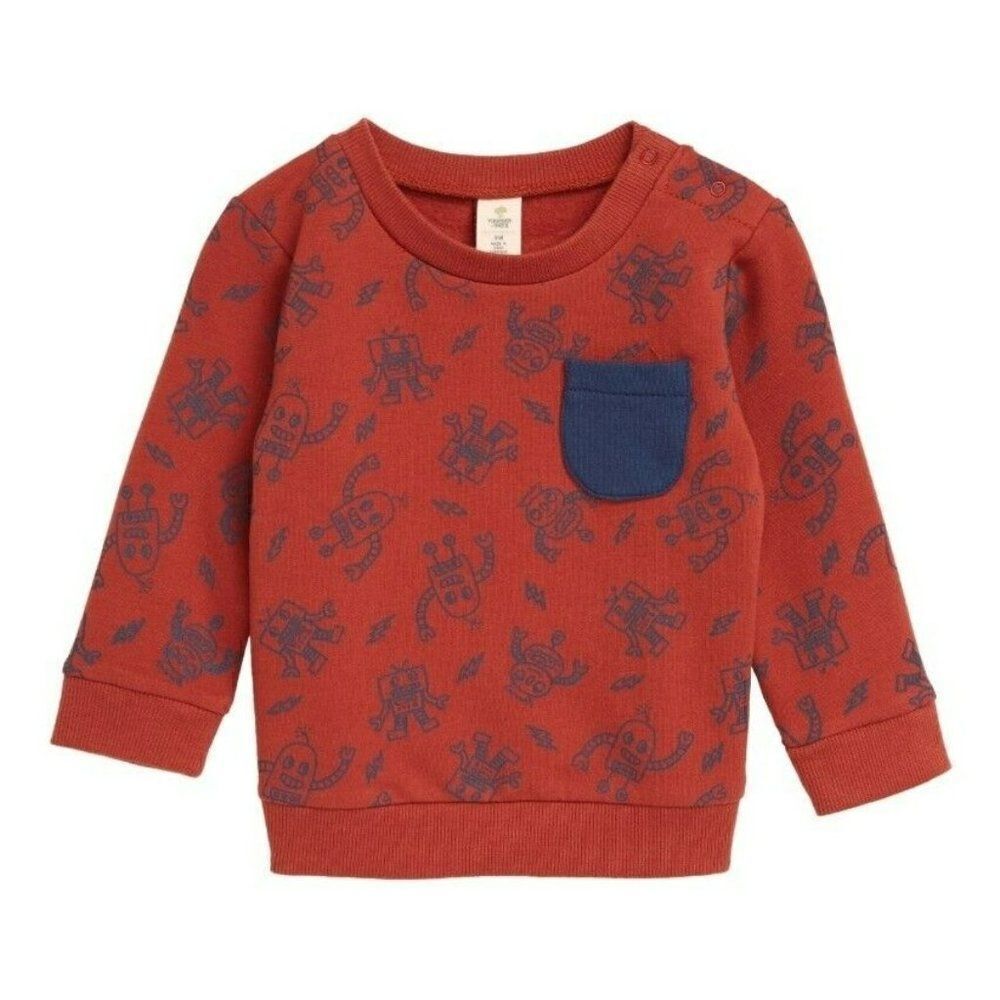 NWT Tucker + Tate 3M - Crewneck Pocket Sweatshirt Red Barn Blue Robots Baby Boys